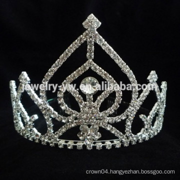 fancy hair accessories silver plated crystal princess crown headband